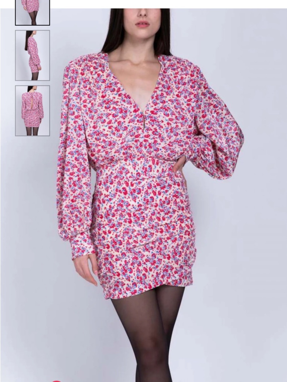 Sabina Musayev Capella Puff Sleeve Dress Red Floral Multi-Brand new without tags